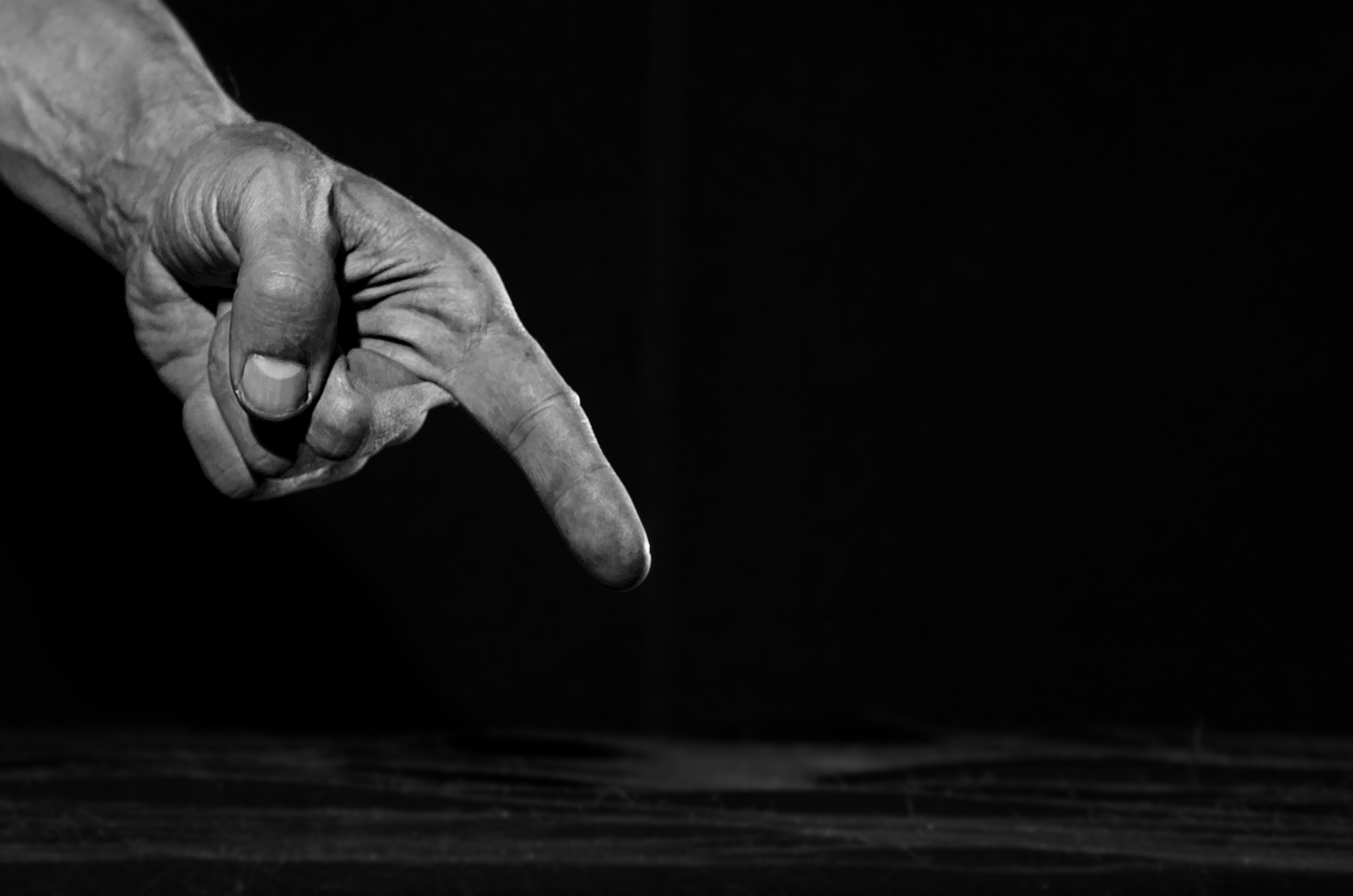 Finger pointing.